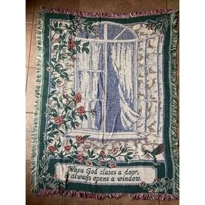 New in Bag God's Window Tapestry Throw Blanket Fringed 30"x40" Simply Home